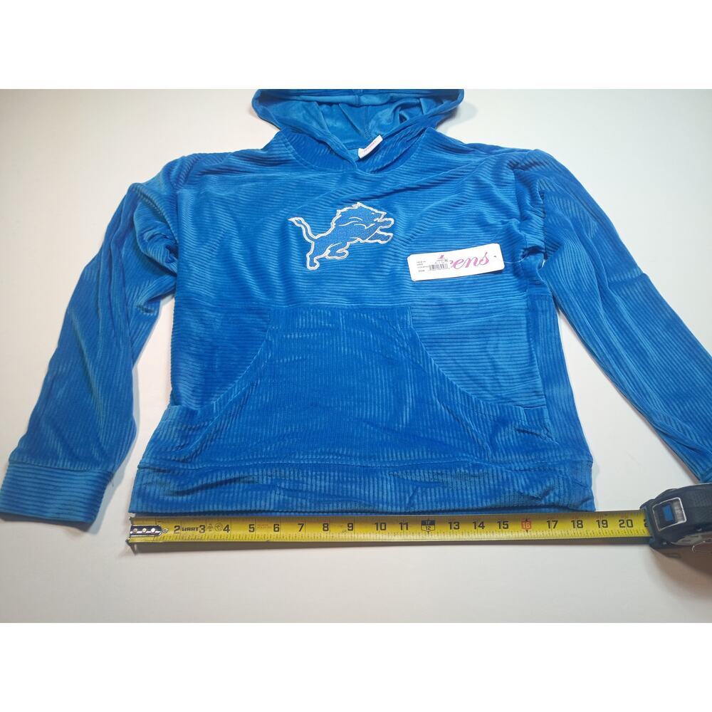 NWT Teens Apparel Detroit Lions Blue Velour Hoodie Medium - Picture 5 of 7